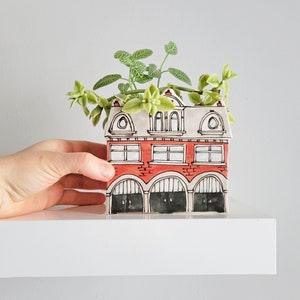 Large red house ceramic planter