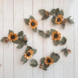 Felt Sunflower Garland, Boho Home Decor Garland, Neutral Felt Leaf Home Decor
