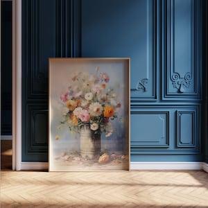 Roses Bouquet Cottage Art Print, Modern Rose Still Life Art, Contemporary Floral Printable Wall Decor, Rustic Home decor, Flowers in a vase