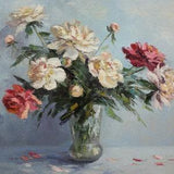 Peonies Original Painting ,Pink Floral Impasto Canvas Art,Wall Art 16 by 19