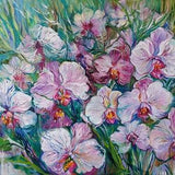 Orchid flowers oil painting, White flowers canvas painting, White orchids flower garden, Tropical flower large wall art 23.6" by 31.5"