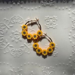Golden Sunflower Hoops