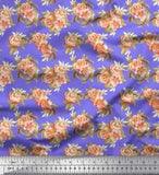 Soimoi Cotton Poplin Fabric Leaves & Peony Floral Print Fabric by-7zm