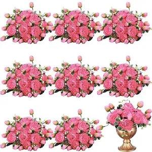 24 Bundles Artificial Peonies Flowers Wedding Faux Flowers Silk Peony Rose Red