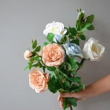 3 Heads Dusty Blue Real Touch Faux Roses, DIY Florals Supply | Wedding/Home/Kitchen Decoration | Gifts, DIY Bouquets/Centerpiece