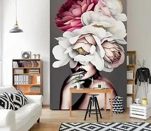 3D Peony Flowers K6513 Wallpaper Mural Self-adhesive Removable Sticker Luna