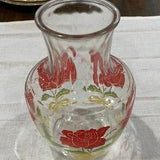 Anchor Hocking Vintage Juice Pitcher Bouquet Red Roses