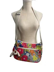 Kipling Sally Printed Carnation Floral Handbag Crossbody Purse Monkey NWOT