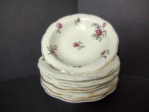 Haviland Limoges 6 x Small 5" Cranberry Bowl Peony Flower Cream Color (lot 924)