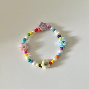 Cute floral bead bracelet, Colorful bead bracelet, Design bead pear bracelet, Beaded Bracelet for Women
