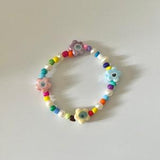 Cute floral bead bracelet, Colorful bead bracelet, Design bead pear bracelet, Beaded Bracelet for Women