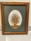 Vintage Pressed Dried Flowers Wood Frame Very Intricate Tiny Flowers Design