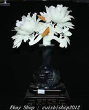 21" China Fine Natural Xiu Jade Peony Flower Butterfly Bottle Vase Sculpture