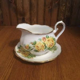 Royal Albert Tea Rose Yellow Round Gravy Boat with Tray