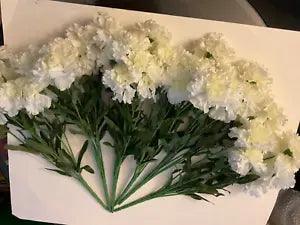 Lot 6 Bushes White Carnation 6 heads in each  18 inch Bush Fake flower