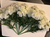 Lot 6 Bushes White Carnation 6 heads in each  18 inch Bush Fake flower