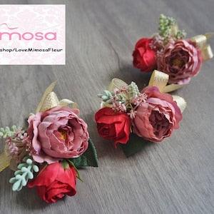 Men's Boutonniere, Mauve Ranunculus Boutonniere,  groomsman gifts, Prom accessories, Lapel Pin, Silk Flower Corsage, Pin on Corsage