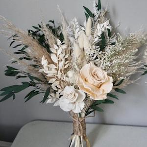 Bridal Bouquet Boho Dried Flower Bouquet Boho Wedding Flower Dried Floral Bouquet Preserved Roses Pampas Grass Bouquet Flowers for Wedding