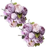 2 Pack Large Artificial Peony Silk Flower Bouquets Arrangement New Purple X2