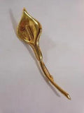 Calla Lily Pin Brooch 4" Gold Tone Flower