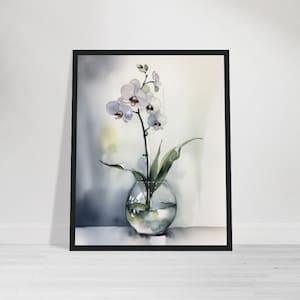 Orchid Watercolor, Minimalist Floral Wall Art, Floral Canvas Wall Art Framed, Floral Watercolor Painting, Poster Floral Print, Bedroom Art