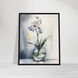Orchid Watercolor, Minimalist Floral Wall Art, Floral Canvas Wall Art Framed, Floral Watercolor Painting, Poster Floral Print, Bedroom Art