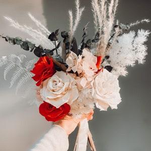 Roses dried bridal bouquet,  Red roses wedding bouquet, Dried flowers bouquet, Dried wedding bouquet, Boho bridal bouquet, Boho bouquet