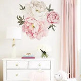 PVC Pink Peony Flower Art Wall Sticker Living Room Decals Home DIY Decor 30*90cm