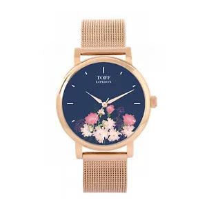 Toff London TLWS-37102 Ladies Pink Carnations Flower Watch