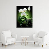 White Orchid Wall Art, Flowers Lover New Home Gift, Glass Calming Floral Office Decoration, Houseplants Decor