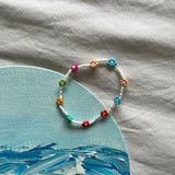 Rainbow beaded flower bracelet