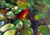 Water lilies painting Original oil painting Lily pond canvas wall art 10 x 14