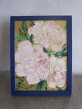 white peonies oil painting, peonies wall art, textured peonies oil painting art