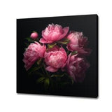 Vintage Dark Pink Peony Flowers Bouquet Oil Painting Style Canvas Print Wall Hanging, Living Room Decor, Modern Design Floral Art Print