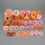 36Pcs Flower Head Combo Set Bulk Faux Silk  DIY hand Craft Wreath Accessories