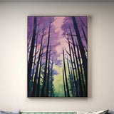 Abstract Forest Painting Canvas Print | Pine Forest Artwork | Pink & Green Wall Art Room Decor | Contemporary Home Decor