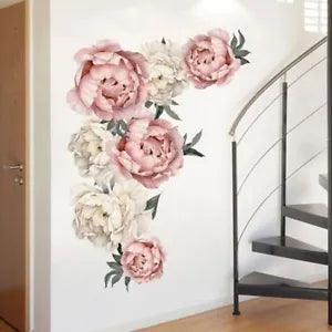Pink Peony Flower Wall Stickers - DIY Large Romantic Flowers Sticker Home Decor