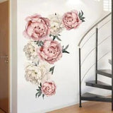 Pink Peony Flower Wall Stickers - DIY Large Romantic Flowers Sticker Home Decor