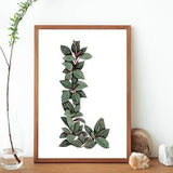 Botanical Letter L Alphabet Print- Ludisia Discolor Painting- Letter L Jewel Orchid Typography Print- Alphabet Monogram Botanical Wall Art