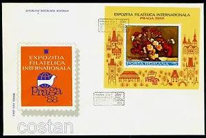 1988 Flowers,Carnations/Luchian,PRAGUE Exhibition/Architecture,Romania,B.246,FDC