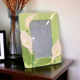 Vintage Ganz Green Ceramic 5x3 Glaze Photo Frame 3D Calla Lilies Beautiful