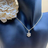10K Gold Flower Pendant, Flower pendant, Flower Necklace, Gold Cz Stone Flower Pendant, Gold Flower Charm