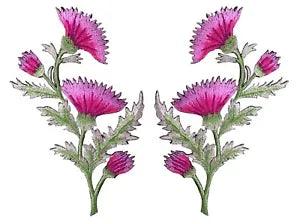 #5094PK Thistle - Carnation Spray - Pink Flower Embroidery Appliqu??? Patch /Pair