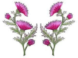 #5094PK Thistle - Carnation Spray - Pink Flower Embroidery Appliqu??? Patch /Pair
