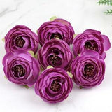 2''Fake Camellia Purple Artificial Silk Flower Head 10-100P Faux Rose For DIY Bouquet Wedding Baby Shower Cake Topper Crown Decor Ranunculus