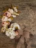 14 in Peony and Hydrangea Gold Wire Wreath- Spring/Summer/Fall Theme Wreaths