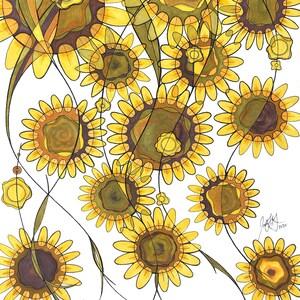 Yellow Sunflowers - Abstract Graphic Design - Art Print
