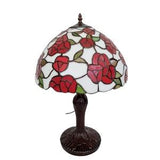 Stained glass lamp - Red rose lamp - Romantic home decor - Cottagecore home decor - rose bouquet