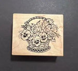 F-467 Flower Floral Basket Roses Lily USA PSX 1993 rubber stamp 2.25"x 2.75"