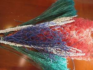 Custom mix of red, green, blue, white dried flowers, gyp, branches, some glitter